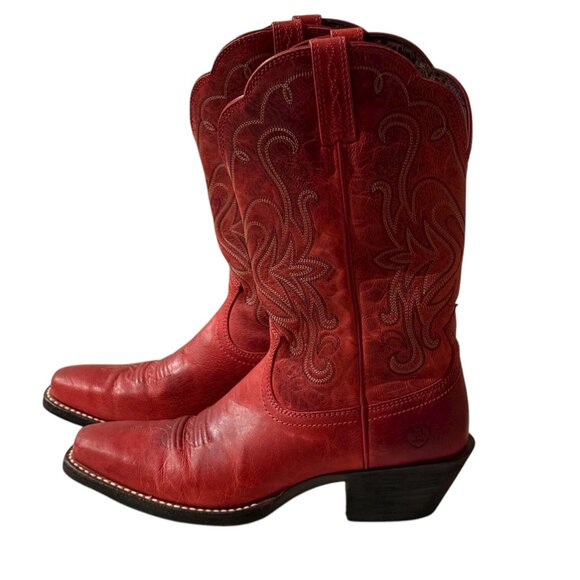Womens Ariat Red Cowboy Boots Size 6.5 - Picture 2 of 10